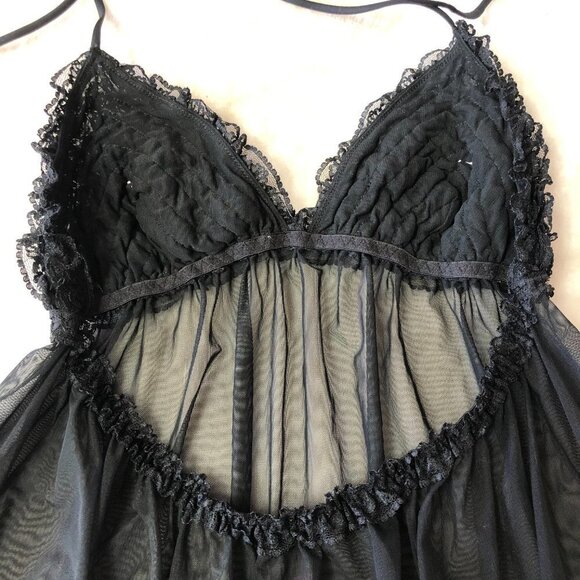 La Senza Love Black & Pink Mesh Baby Doll Lingerie Size Med - Picture 8 of 11